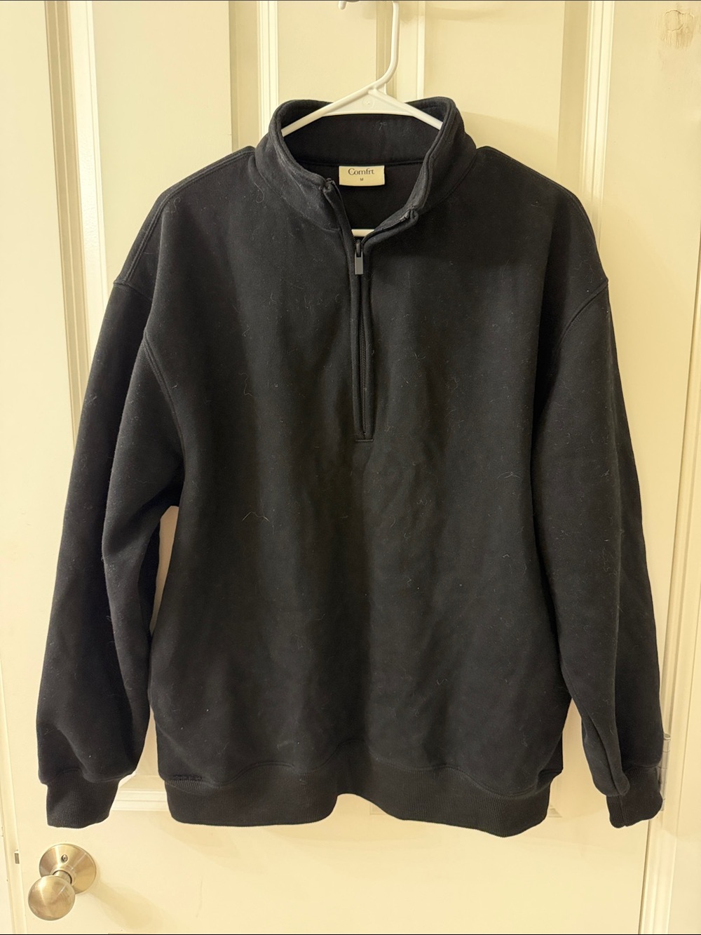 Women's Black Quarter-Zip Funnel Neck Sweatshirt